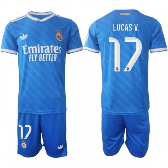 Men Real Madrid 2026 Soccer Jerseys Blue #17 LUCAS V.