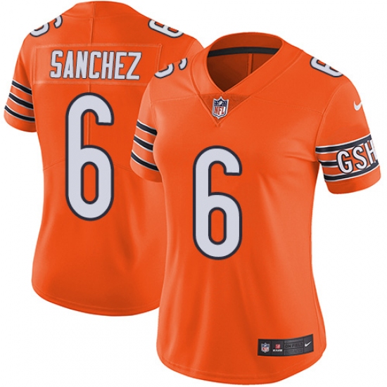 Women's Nike Chicago Bears #6 Mark Sanchez Limited Orange Rush Vapor Untouchable NFL Jersey - Ujersey