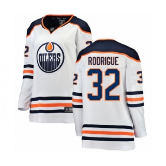 Women's Edmonton Oilers #32 Olivier Rodrigue Authentic White Away Fanatics Branded Breakaway Hockey Jersey - Ujersey