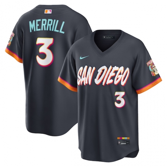 Men's San Diego Padres #3 Jackson Merrill Obsidian 2026 City Connect Stadium Limited Stitched Baseball Jersey - Ujersey