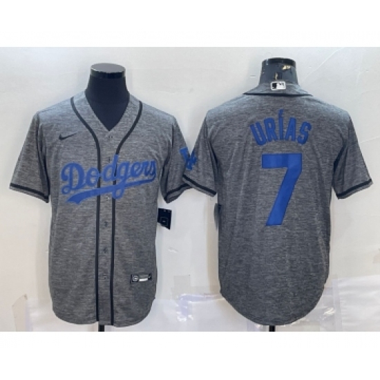 Men's Los Angeles Dodgers #7 Julio Urias Grey Gridiron Cool Base Stitched Baseball Jersey - ujerseystore