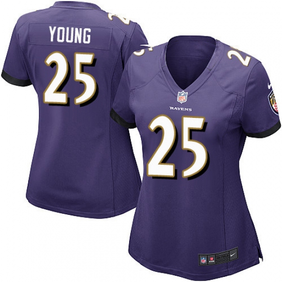 Women's Nike Baltimore Ravens #25 Tavon Young Game Purple Team Color NFL Jersey - Ujersey