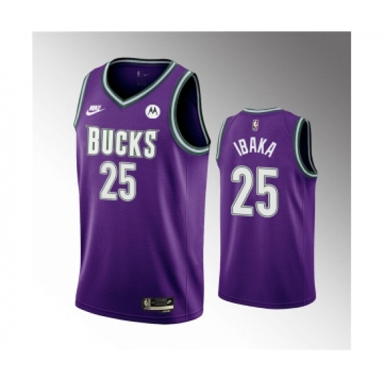 Men's Milwaukee Bucks #25 Serge Ibaka 2022-23 Purple Classic Edition Swingman Stitched Basketball Jersey - Ujersey