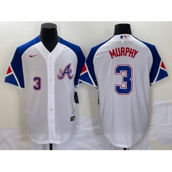Men's Atlanta Braves #3 Dale Murphy Number White 2023 City Connect Cool Base Stitched Jersey1 - Ujersey
