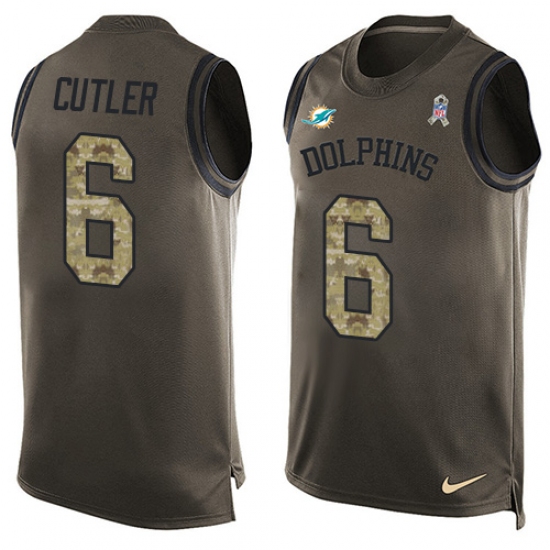 Men's Nike Miami Dolphins #6 Jay Cutler Limited Green Salute to Service Tank Top NFL Jersey - Ujersey