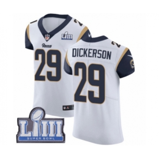 Men's Nike Los Angeles Rams #29 Eric Dickerson White Vapor Untouchable Elite Player Super Bowl LIII Bound NFL Jersey - Ujersey