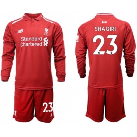 Liverpool #23 Shaqiri Home Long Sleeves Soccer Club Jersey