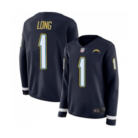 Women's Los Angeles Chargers #1 Ty Long Limited Navy Blue Therma Long Sleeve Football Jersey - Ujersey