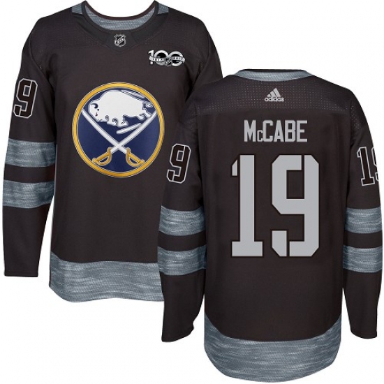 Men's Adidas Buffalo Sabres #19 Jake McCabe Premier Black 1917-2017 100th Anniversary NHL Jersey