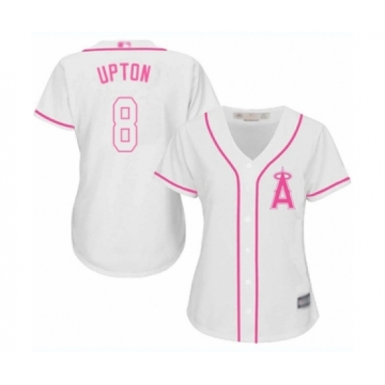 Women's Los Angeles Angels of Anaheim #8 Justin Upton Authentic White Fashion Cool Base Baseball Jersey - Ujersey
