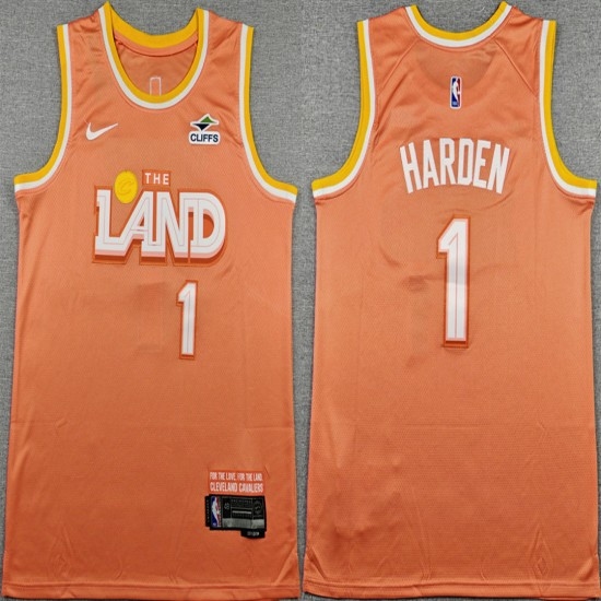 Men's Cleveland Cavaliers #1 James Harden Orange 2025-26 City Edition Stitched Jersey - Ujersey