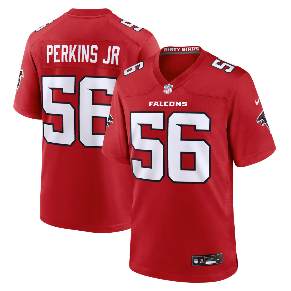 Men's Atlanta Falcons Harold Perkins Jr Nike Red Team Game Jersey - SUjersey01