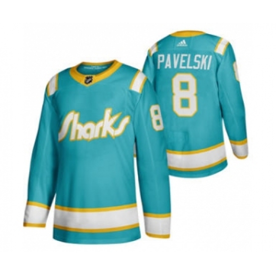 Men's San Jose Sharks #8 Joe Pavelski 2020 Throwback Authentic Player Hockey Jersey - Ujersey