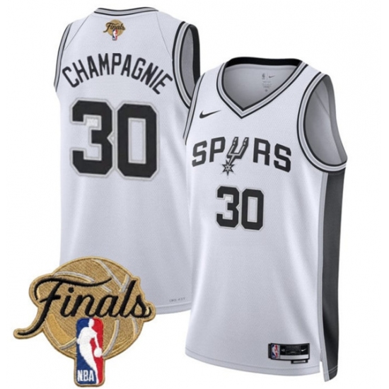 Men's San Antonio Spurs #30 Julian Champagnie White 2026 Finals Association Edition Stitched Basketball Jersey - Ujersey