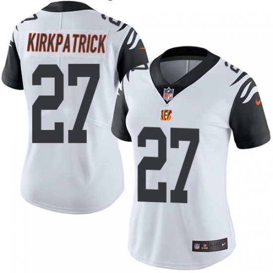 Women's Nike Cincinnati Bengals #27 Dre Kirkpatrick Limited White Rush Vapor Untouchable NFL Jersey - Ujersey