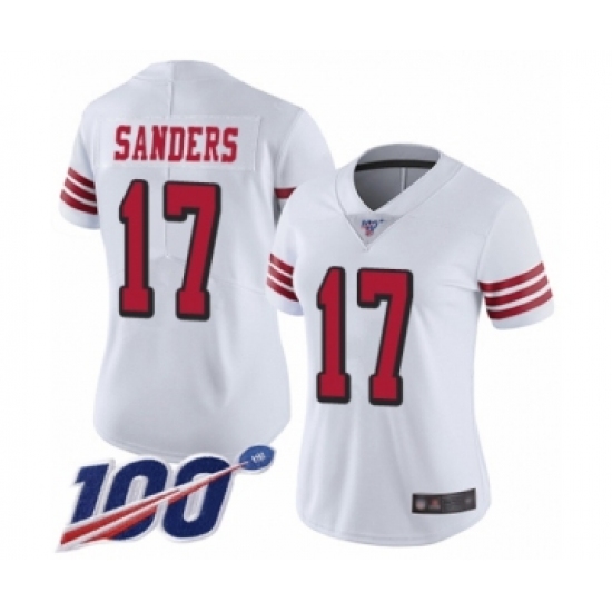 Women's San Francisco 49ers #17 Emmanuel Sanders Limited White Rush Vapor Untouchable 100th Season Football Jersey - Ujersey