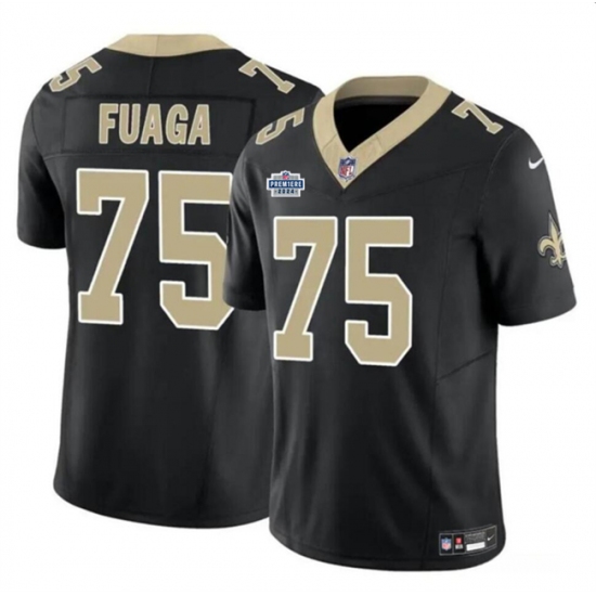 Men's New Orleans Saints #75 Taliese Fuaga Black 2024 With Dradt F.U.S.E Vapor Limited Stitched Football Jersey