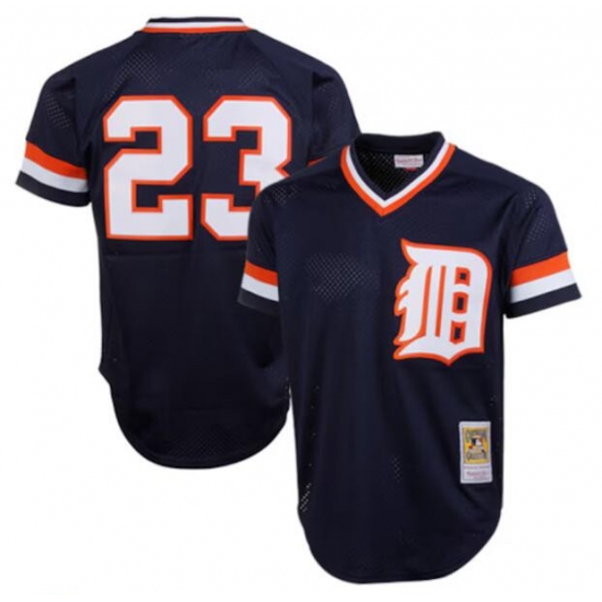 Men's Detroit Tigers #23 Kirk Gibson Navy Throwback Stitched Baseball Jersey - Ujersey