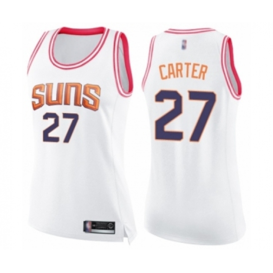 Women's Phoenix Suns #27 Jevon Carter Swingman White Pink Fashion Basketball Jersey - Ujersey