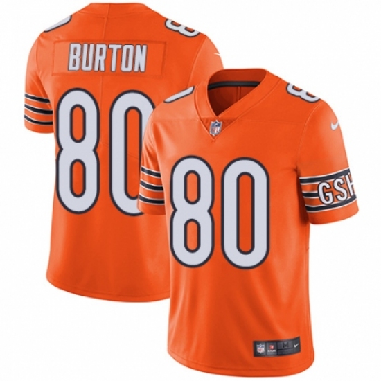 Men's Nike Chicago Bears #80 Trey Burton Limited Orange Rush Vapor Untouchable NFL Jersey - Ujersey