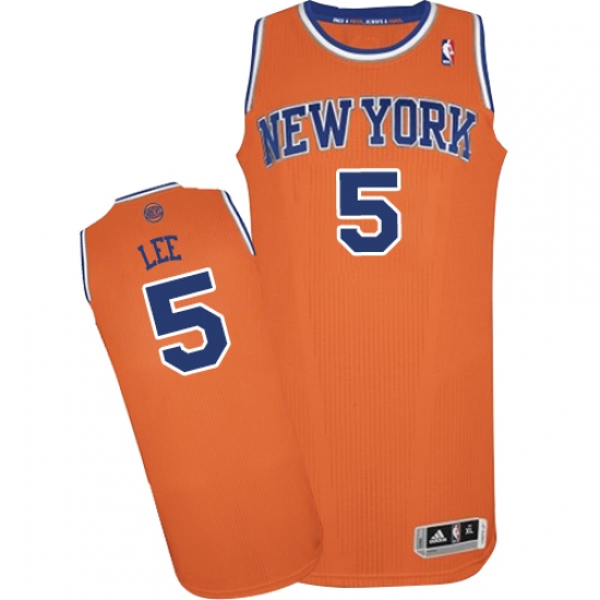 Men's Adidas New York Knicks #5 Courtney Lee Authentic Orange Alternate NBA Jersey - Ujersey