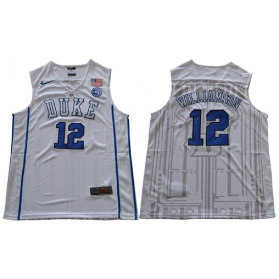 Duke Blue Devils #12 Zion Williamson White Basketball Elite Stitched NCAA Jersey - Ujersey