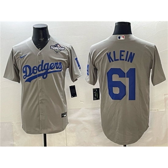 Men's Los Angeles Dodgers #61 Will Klein Gray 2025 World Series Cool Base Stitched Baseball Jersey - Ujersey