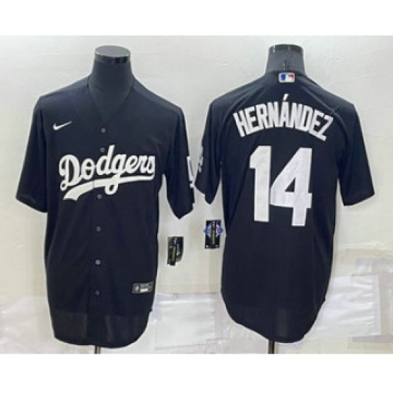 Men's Los Angeles Dodgers #14 Enrique Hernandez Black Turn Back The Clock Stitched Cool Base Jersey - Ujersey