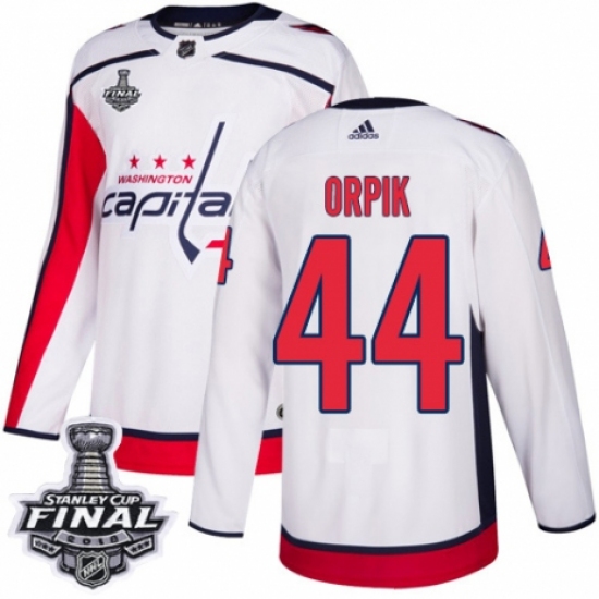 Men's Adidas Washington Capitals #44 Brooks Orpik Authentic White Away 2018 Stanley Cup Final NHL Jersey - Ujersey
