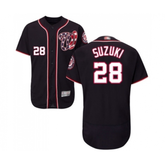 Men's Washington Nationals #28 Kurt Suzuki Navy Blue Alternate Flex Base Authentic Collection Baseball Jersey - Ujersey