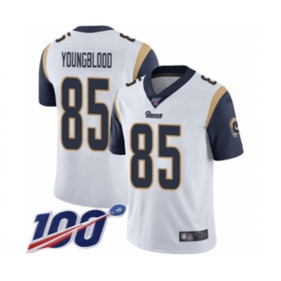 Men's Los Angeles Rams #85 Jack Youngblood White Vapor Untouchable Limited Player 100th Season Football Jersey - Ujersey