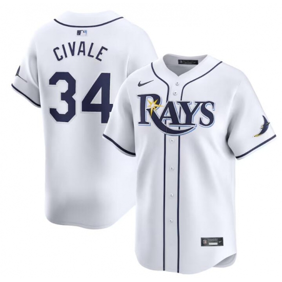 Men's Tampa Bay Rays #34 aron Civale White Home Limited Stitched Baseball Jersey - Ujersey