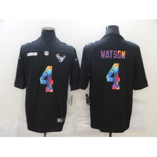 Men's Houston Texans #4 Deshaun Watson Rainbow Version Nike Limited Jersey - Ujersey