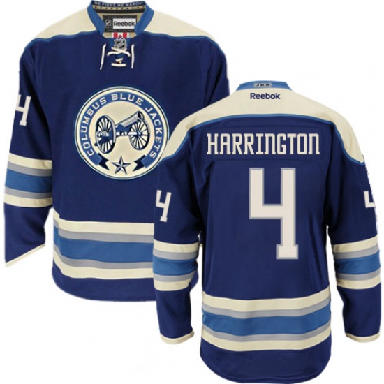 Men's Reebok Columbus Blue Jackets #4 Scott Harrington Authentic Navy Blue Third NHL Jersey - Ujersey