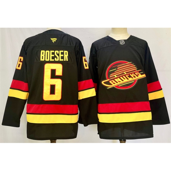 Men's Vancouver Canucks #6 Brock Boeser Black 2024-25 Alternate Stitched Hockey Jersey - Ujersey