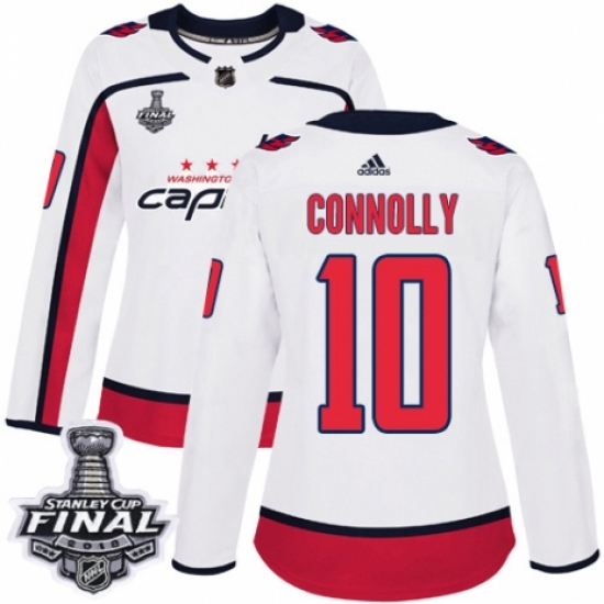 Women's Adidas Washington Capitals #10 Brett Connolly Authentic White Away 2018 Stanley Cup Final NHL Jersey - Ujersey