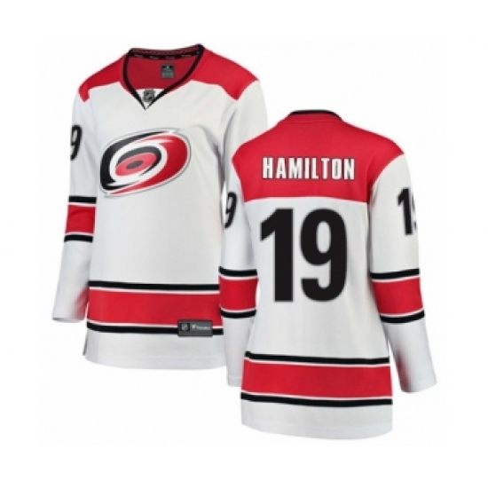 Women's Carolina Hurricanes #19 Dougie Hamilton Authentic White Away Fanatics Branded Breakaway NHL Jersey - Ujersey