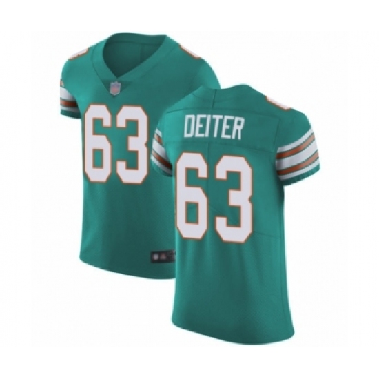 Men's Miami Dolphins #63 Michael Deiter Aqua Green Alternate Vapor Untouchable Elite Player Football Jersey - Ujersey