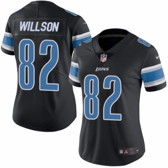 Women's Nike Detroit Lions #82 Luke Willson Limited Black Rush Vapor Untouchable NFL Jersey - Ujersey