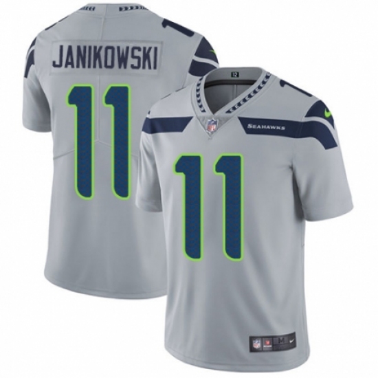 Men's Nike Seattle Seahawks #11 Sebastian Janikowski Grey Alternate Vapor Untouchable Limited Player NFL Jersey - Ujersey