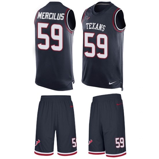 Men's Nike Houston Texans #59 Whitney Mercilus Limited Navy Blue Tank Top Suit NFL Jersey