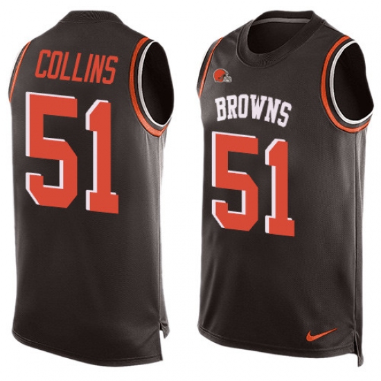 Men's Nike Cleveland Browns #51 Jamie Collins Limited Brown Player Name & Number Tank Top NFL Jersey - Ujersey