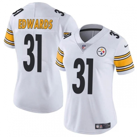 Women's Pittsburgh Steelers #31 Daijun Edwards White Vapor Football Stitched Jersey(Run Small) - Ujersey