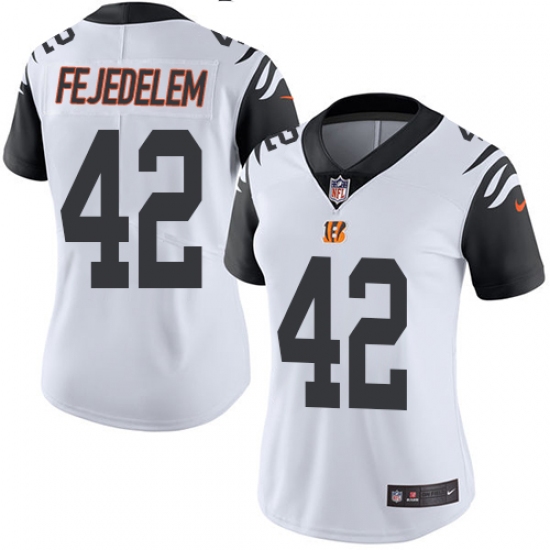 Women's Nike Cincinnati Bengals #42 Clayton Fejedelem Limited White Rush Vapor Untouchable NFL Jersey - Ujersey