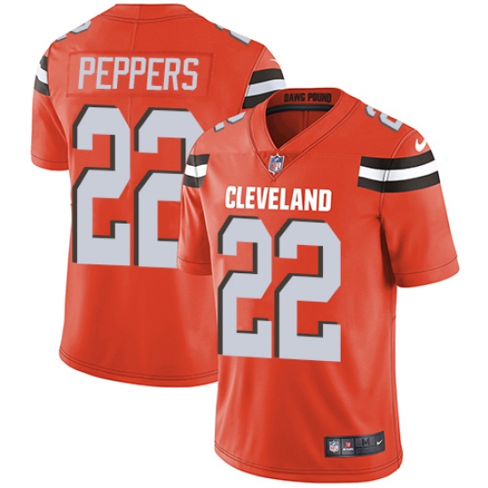 Men's Nike Cleveland Browns #22 Jabrill Peppers Orange Alternate Vapor Untouchable Limited Player NFL Jersey - Ujersey
