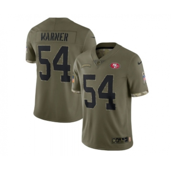 Men's San Francisco 49ers #54 Fred Warner 2022 Olive Salute To Service Limited Stitched Jersey - Ujersey