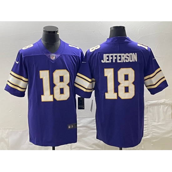 Men's Nike Minnesota Vikings #18 Justin Jefferson Purple Throwback Vapor Limited Jersey - Ujersey