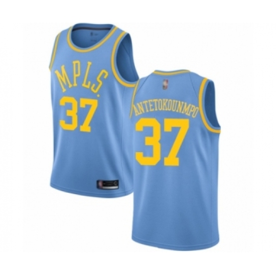 Men's Los Angeles Lakers #37 Kostas Antetokounmpo Authentic Blue Hardwood Classics Basketball Jersey - Ujersey