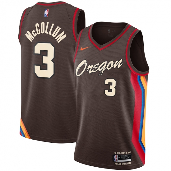 Youth Portland Trail Blazers #3 C.J. McCollum Nike Brown 2020-21 Swingman Jersey