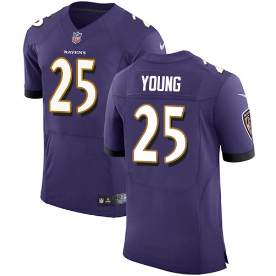 Men's Nike Baltimore Ravens #25 Tavon Young Elite Purple Team Color NFL Jersey - Ujersey
